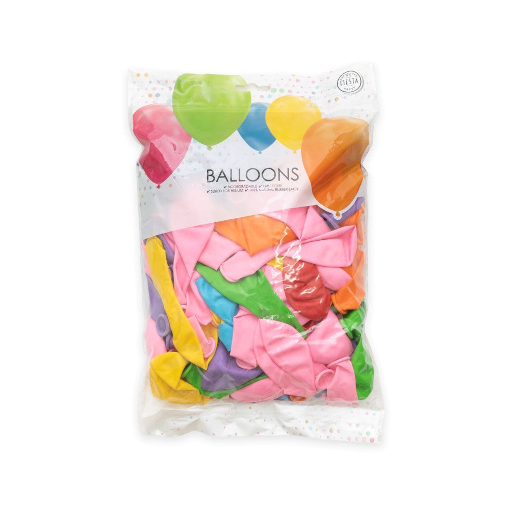 100 stk. latex balloner blandet farver