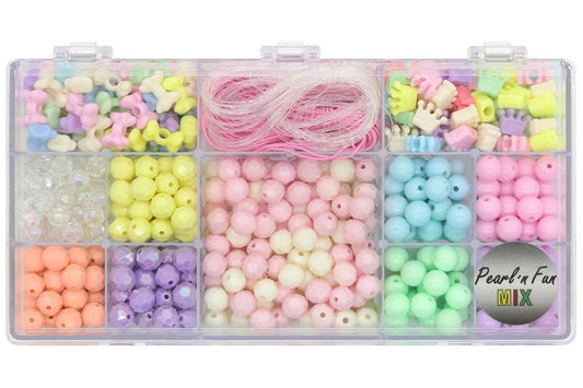 Pearl ´n Fun Pastel perlemix m/elastiksnor ass. former