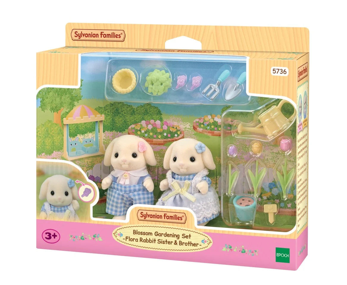 Sylvanian Families - Blomsterhavesæt - Flora Rabbit Brother & Sister (5736)