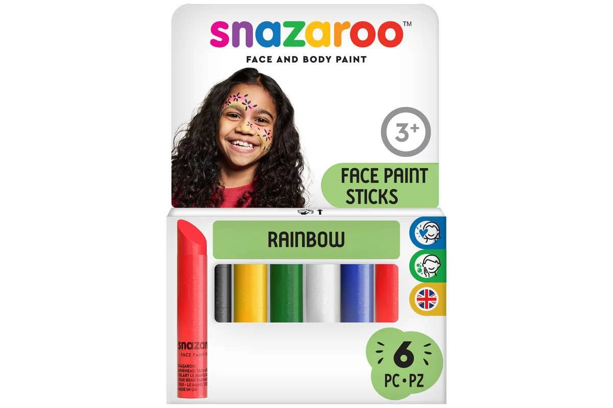 SNAZAROO Sminkefarve stifter 6stk. standard farver