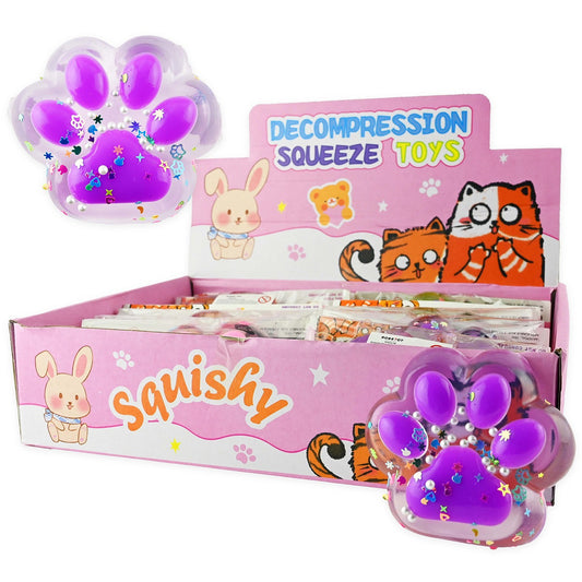 SQUISHY CAT PAW 130G CLEAR GLITTER