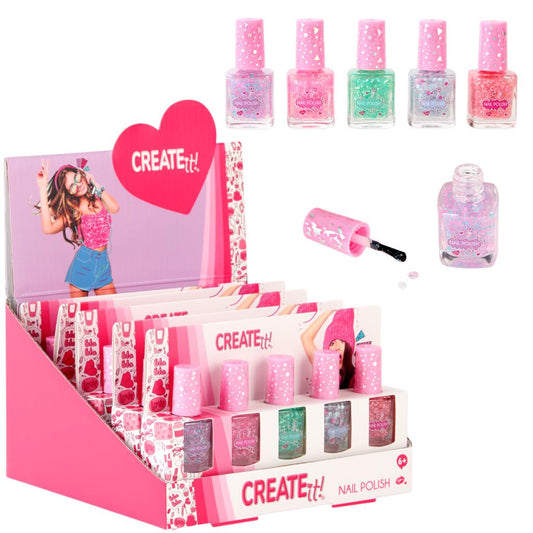 Create It! Neglelakkonfetti 5-pak dispenser.