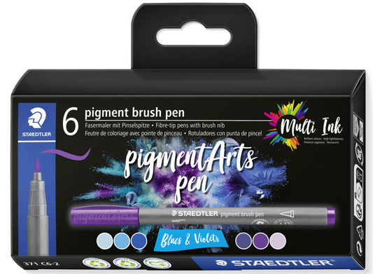 Staedtleer Brush pen 6 stk Blå og violet nuancer