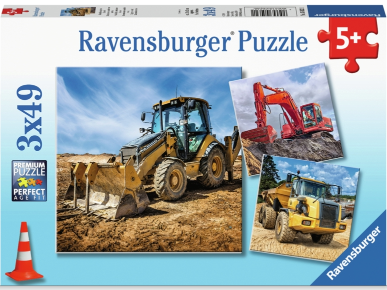 Ravensburger Puslespil Gravemaskiner på arbejde 3x49 Brikker