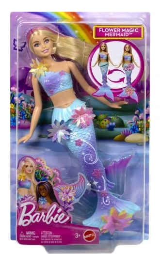 Barbie Flower Magic Havfruedukke med blomster - blond