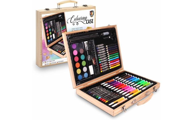 Coloring sæt - 86 dele i træ kuffert