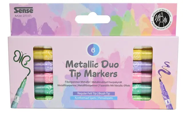 METALLIC MARKERS DUO TIP 6 STK
