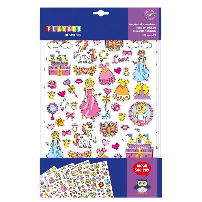 Mega sæt stickers med prinsesser og enhjørninger