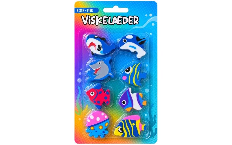 Viskelæder 8 forskellige figurer, FISK