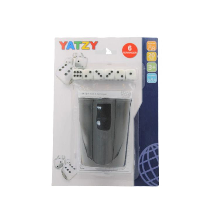 Yatzy m/6 terninger, bæger +Yatzyblok +3år