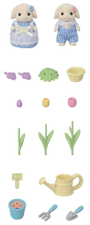 Sylvanian Families - Blomsterhavesæt - Flora Rabbit Brother & Sister (5736)