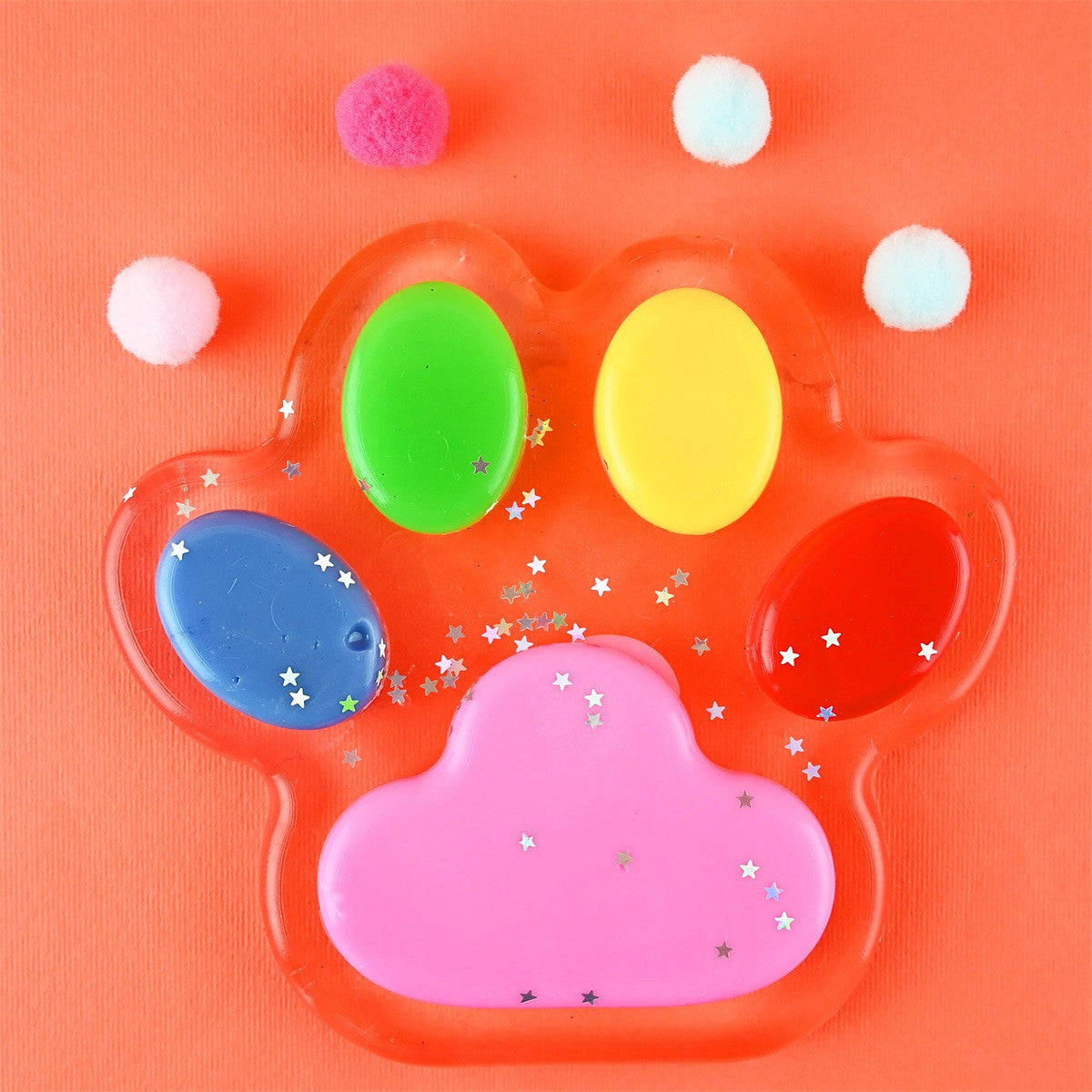 SQUISHY CAT PAW 180G CLEAR RAINBOW