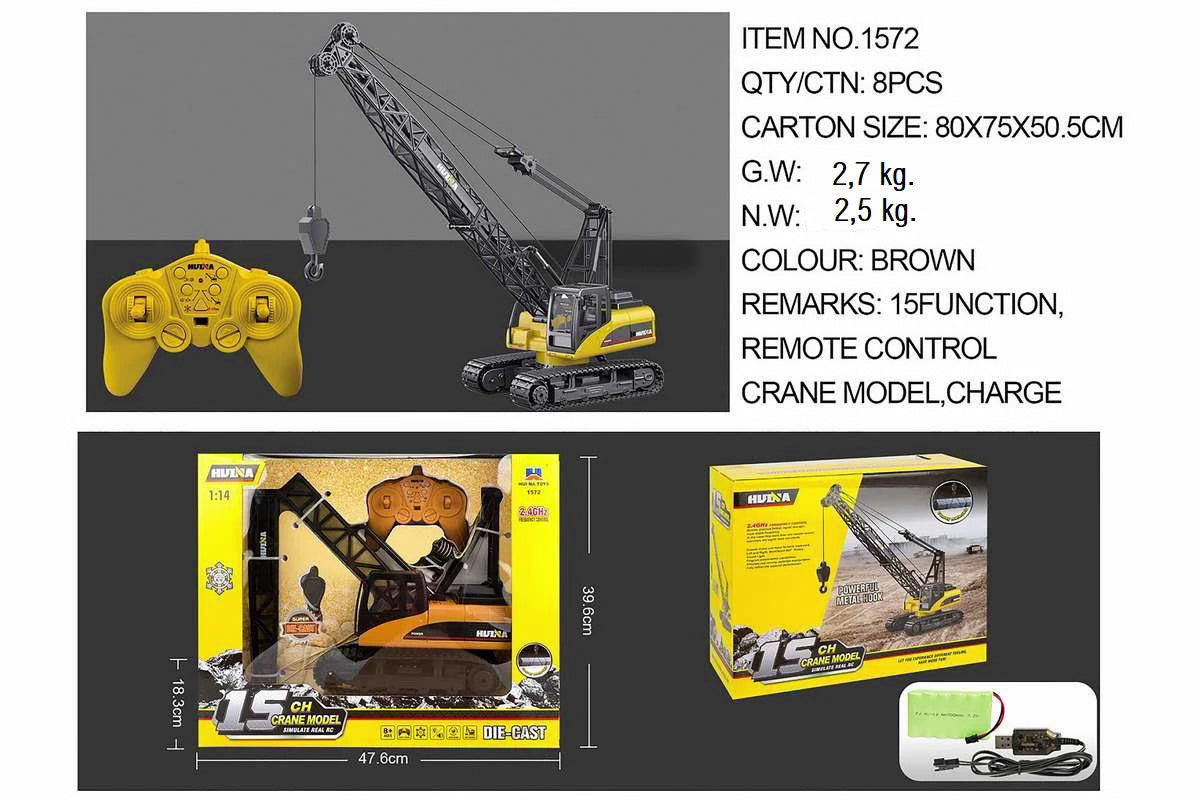 HUINA Crane R/C 1:14, 2,4GHz Ni-MH, 15 channels
