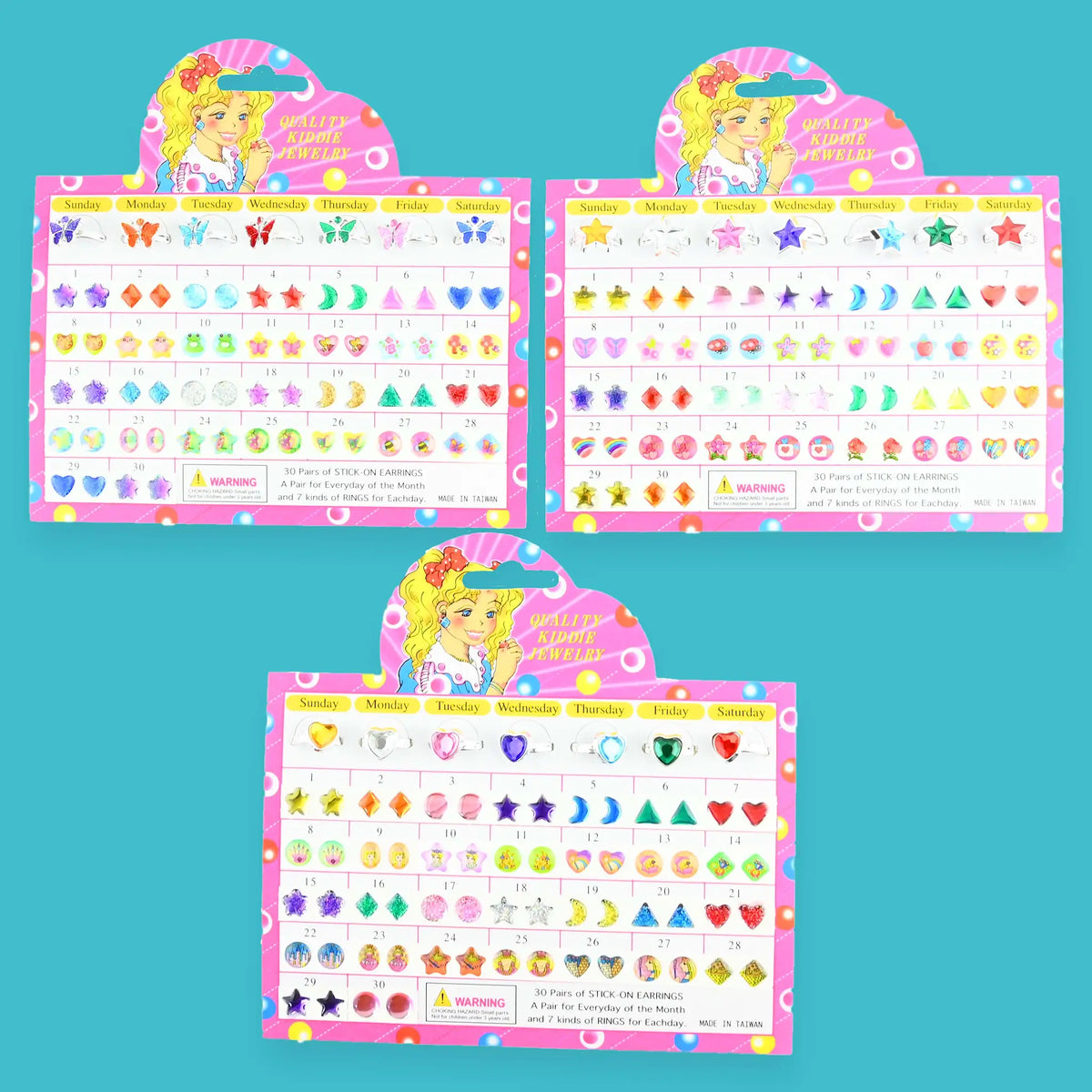 RING SET 7 DAYS HEART+ 30 EAR STICKERS