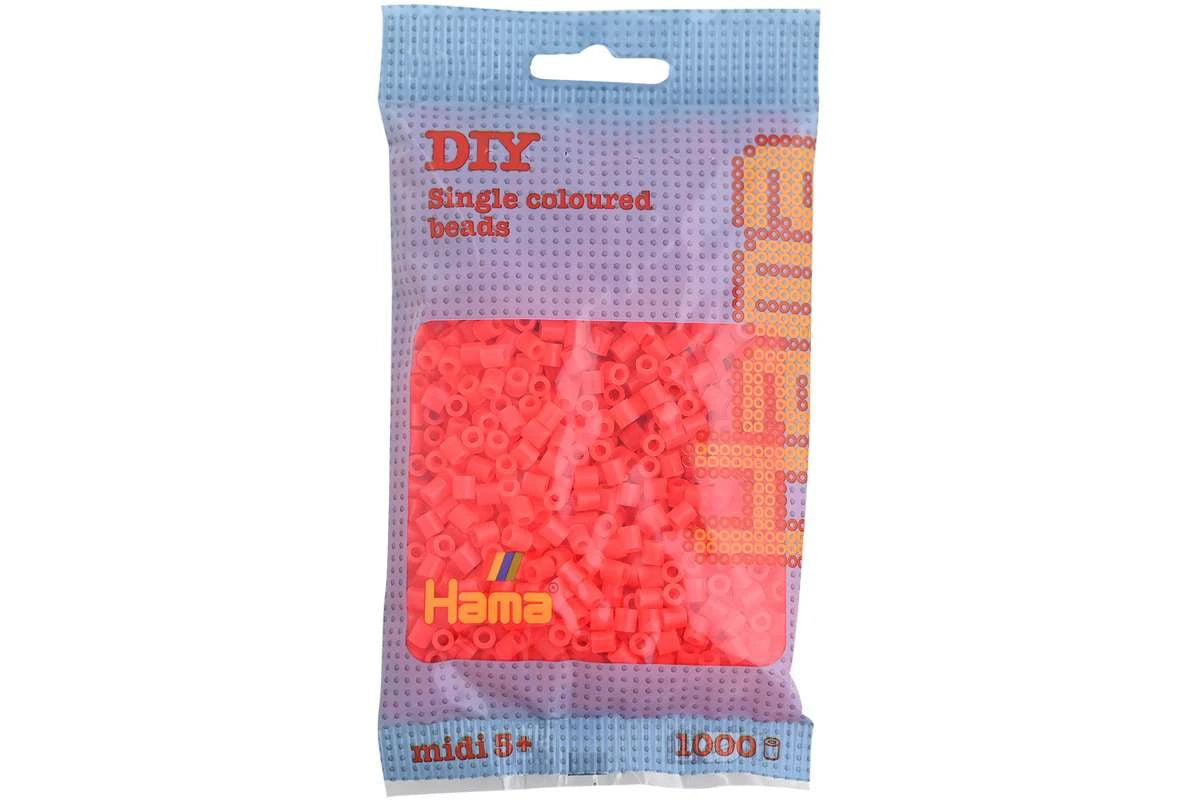Hama midi 1000 stk Neon Rød 207-35