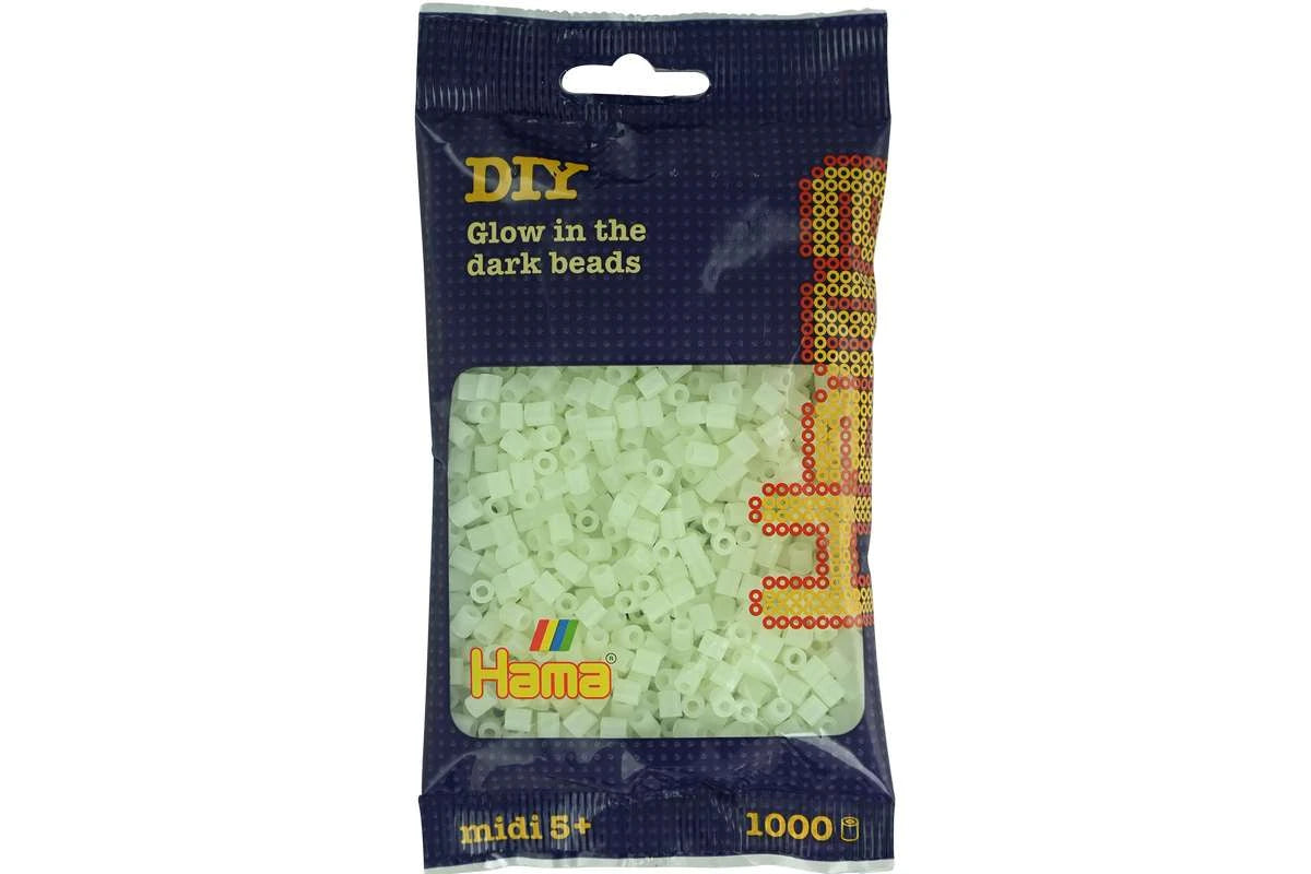 Hama midi 1000 stk selvlysende grøn 207-55