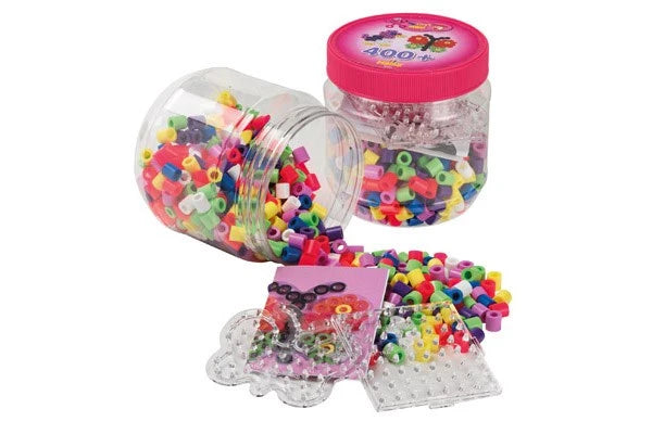 Hama maxi 400 perler+2 plader i pink dåse