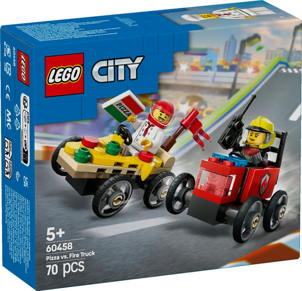 LEGO City Racerbilpakke – pizzabil mod brandbil 60458