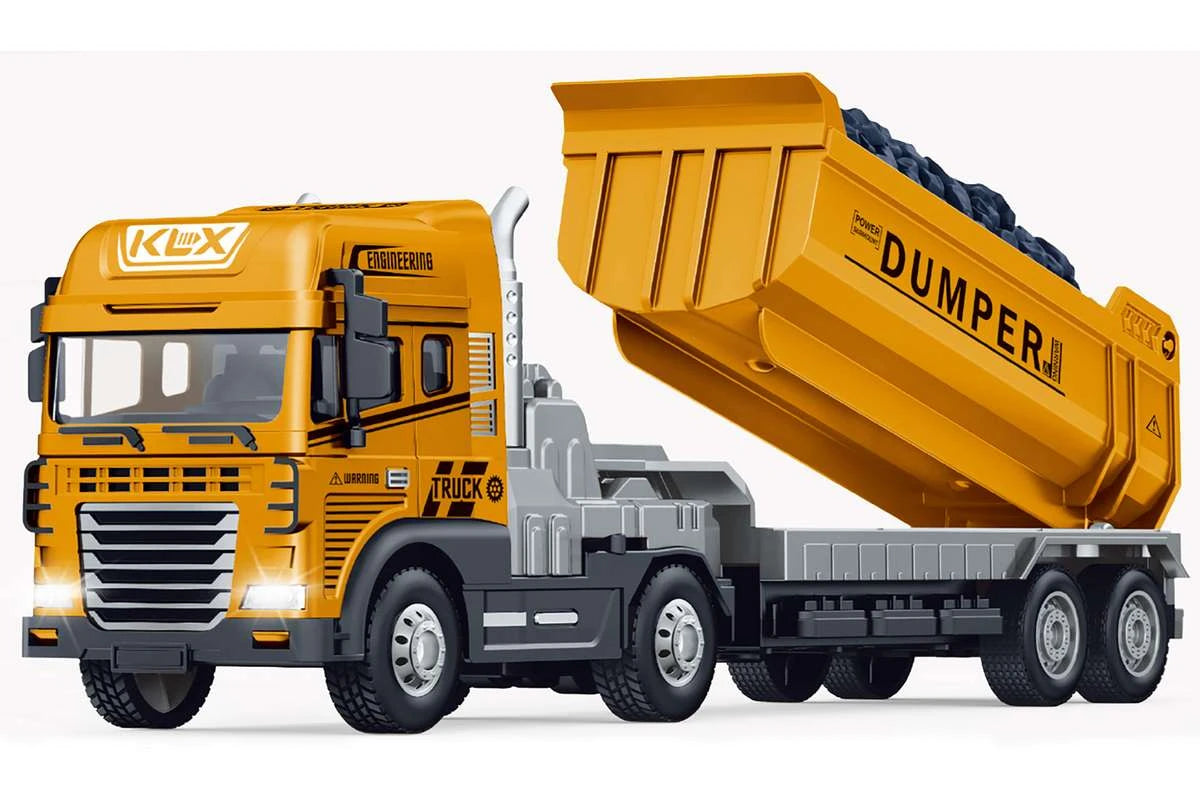 KLX trykstøbt trykstøbt lastbil med dumper, friktion, lys og lyd