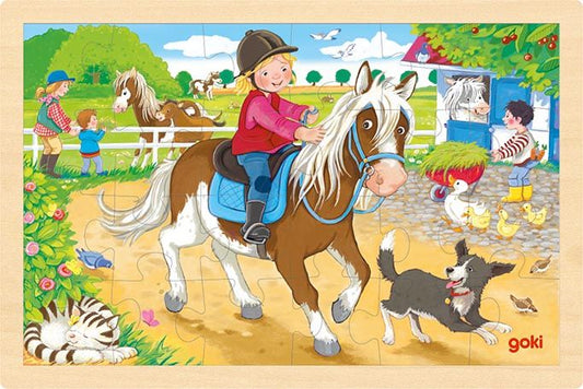 Goki Puslespil pony farm 24 træbrikker