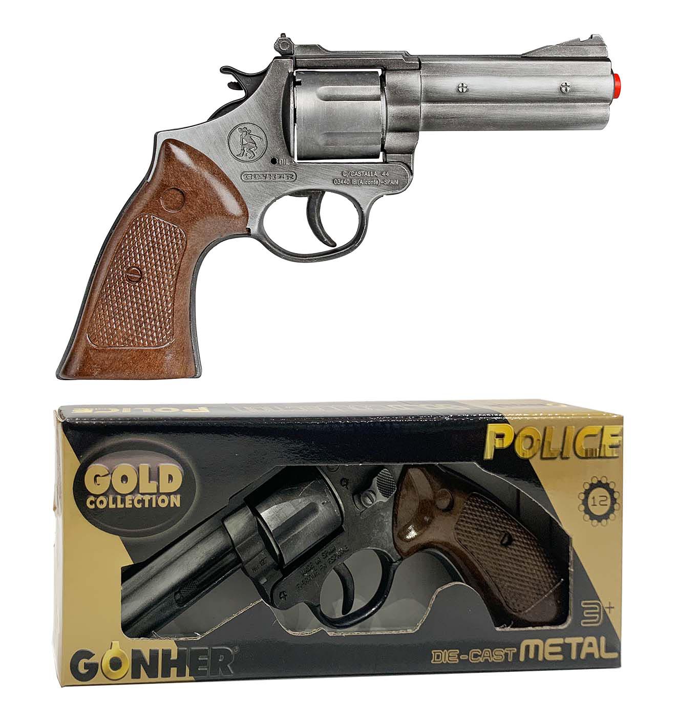 Gonher Magnum Gold metalpistol. Til 12-skuds krudt.