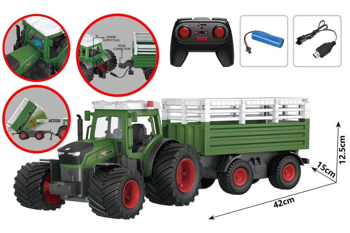 MX R/C Constructions Tractor R/C w/hanger 2,4GHz, 3,7V Li-Ion, green