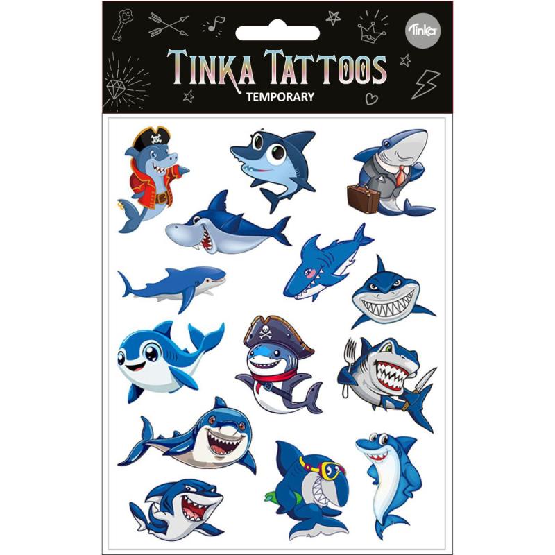 Tatovering med seje hajer Tinka
