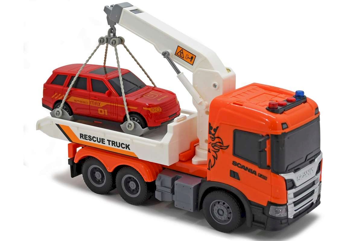 CONTRUCK SCANIA lastbil m/kran på lad, lys & lyd 25x10x15cm