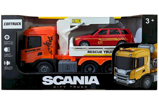 CONTRUCK SCANIA lastbil m/kran på lad, lys & lyd 25x10x15cm