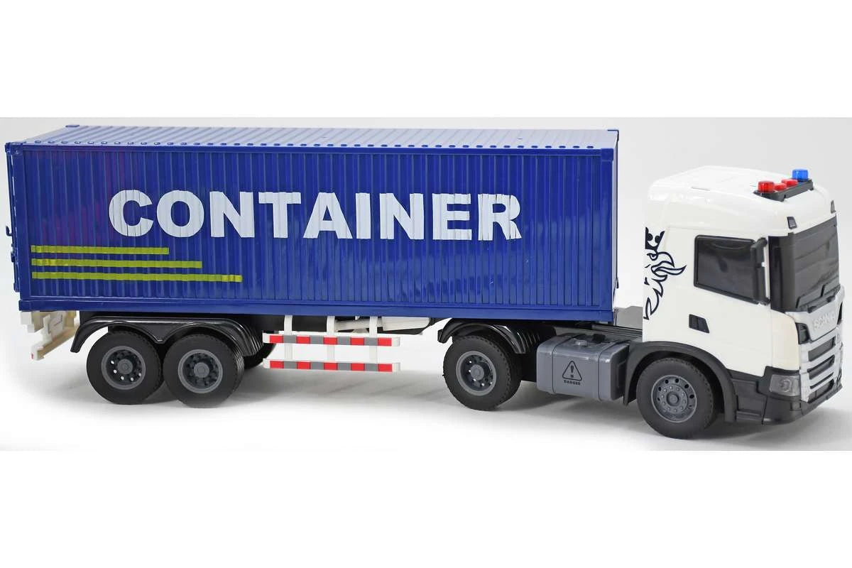 CONTRUCK SCANIA lastbil m/container, lys & lyd, 41x9,5x14cm