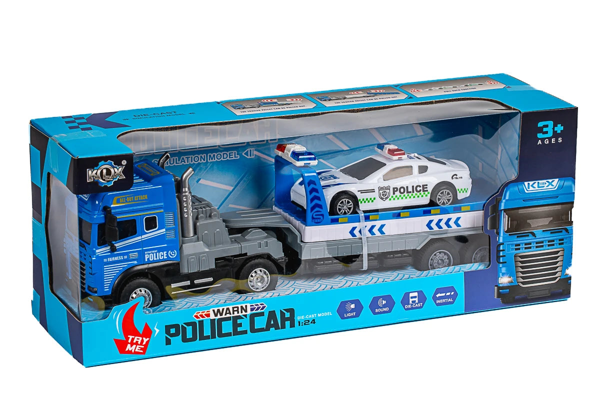 KLX die-cast Die-cast truck w/hanger, police car, light & sound