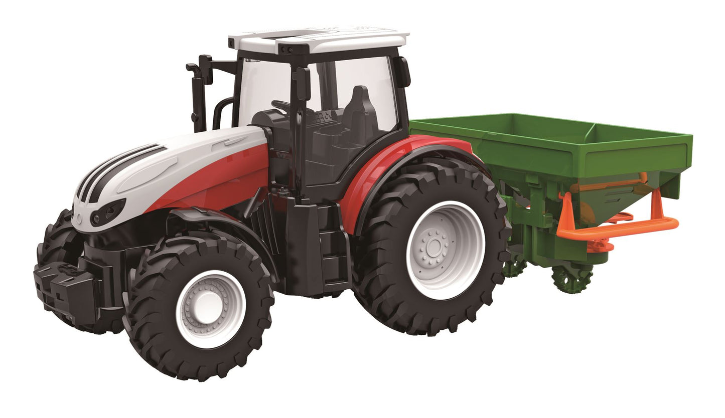 PowerX Fjernbetjent Traktor med Frøspredervogn