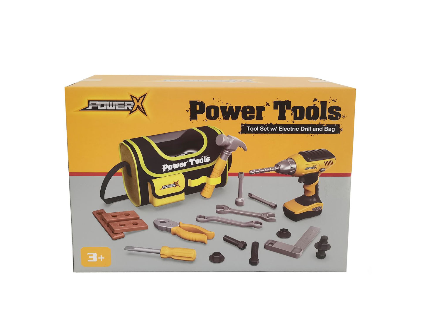 POWER X, Værktøjstaske med handyman værktøjer & boremaskine 21 dele
