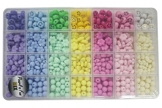 Pearl ´n Fun Perlemix smiley/blomster/hjerter/rund, 8-11mm