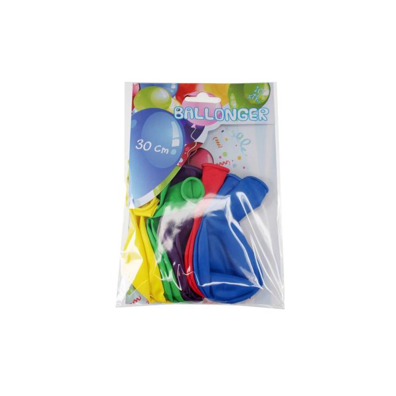Latex balloner, 30cm rød,gul,grøn, blå og lilla