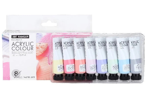Art Ranger Akrylmaling sæt 8stk. 22ml pastel farver