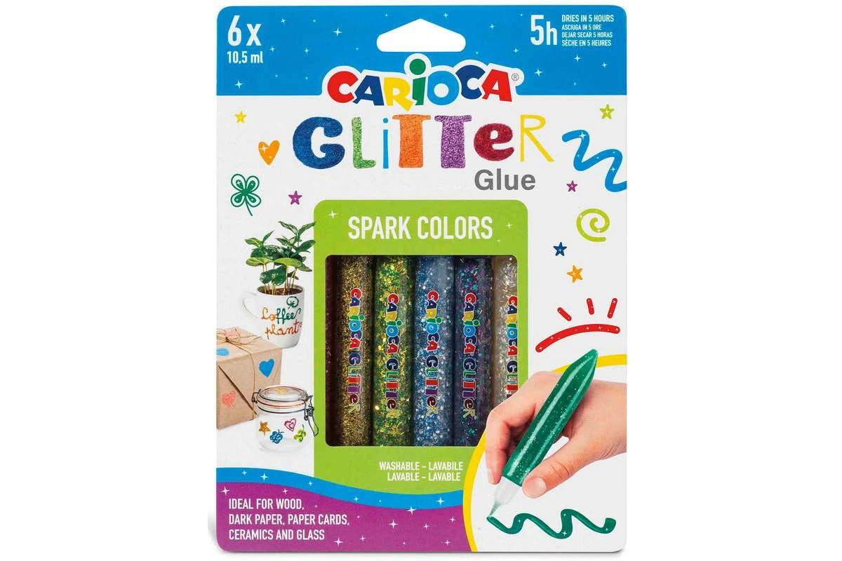 CARIOCA Glitter glue 10,5ml spark 6stk