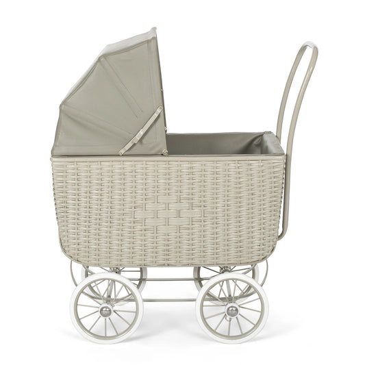 DOLL PRAM - RETRO RATTAN GREY