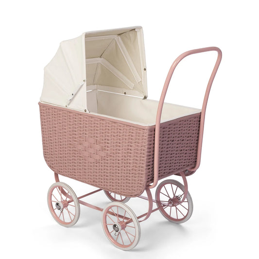 DOLL PRAM - RETRO RATTAN ROSE