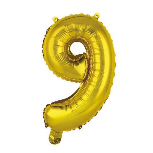 Folieballon 9 tal guld 41 cm