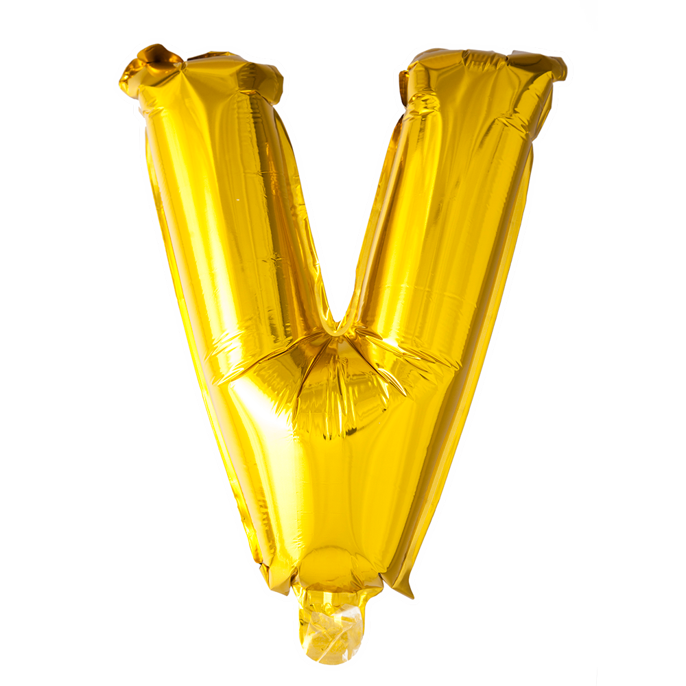 Guld ballon 41 cm bogstav V