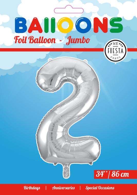 Folieballon 2 tal sølv 86 cm