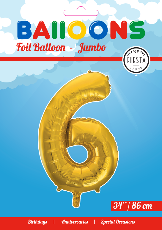 Folie ballon 6 tal guld 86 cm