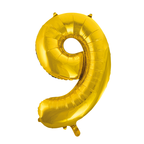 Guld 9 tal ballon 86 cm