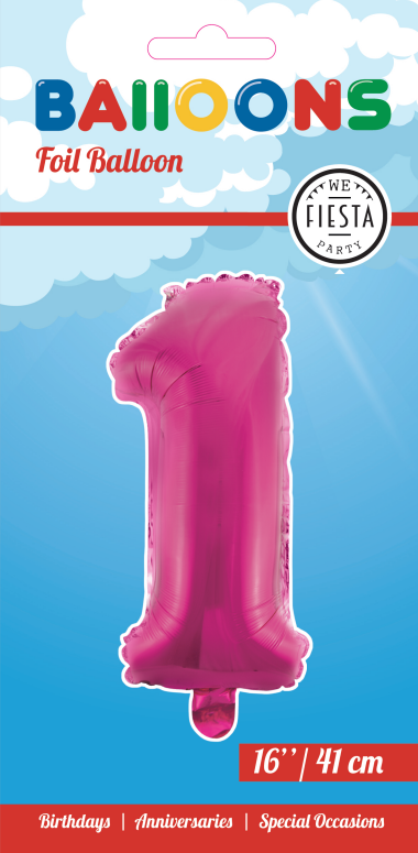 Folieballon 1 tal pink 41 cm