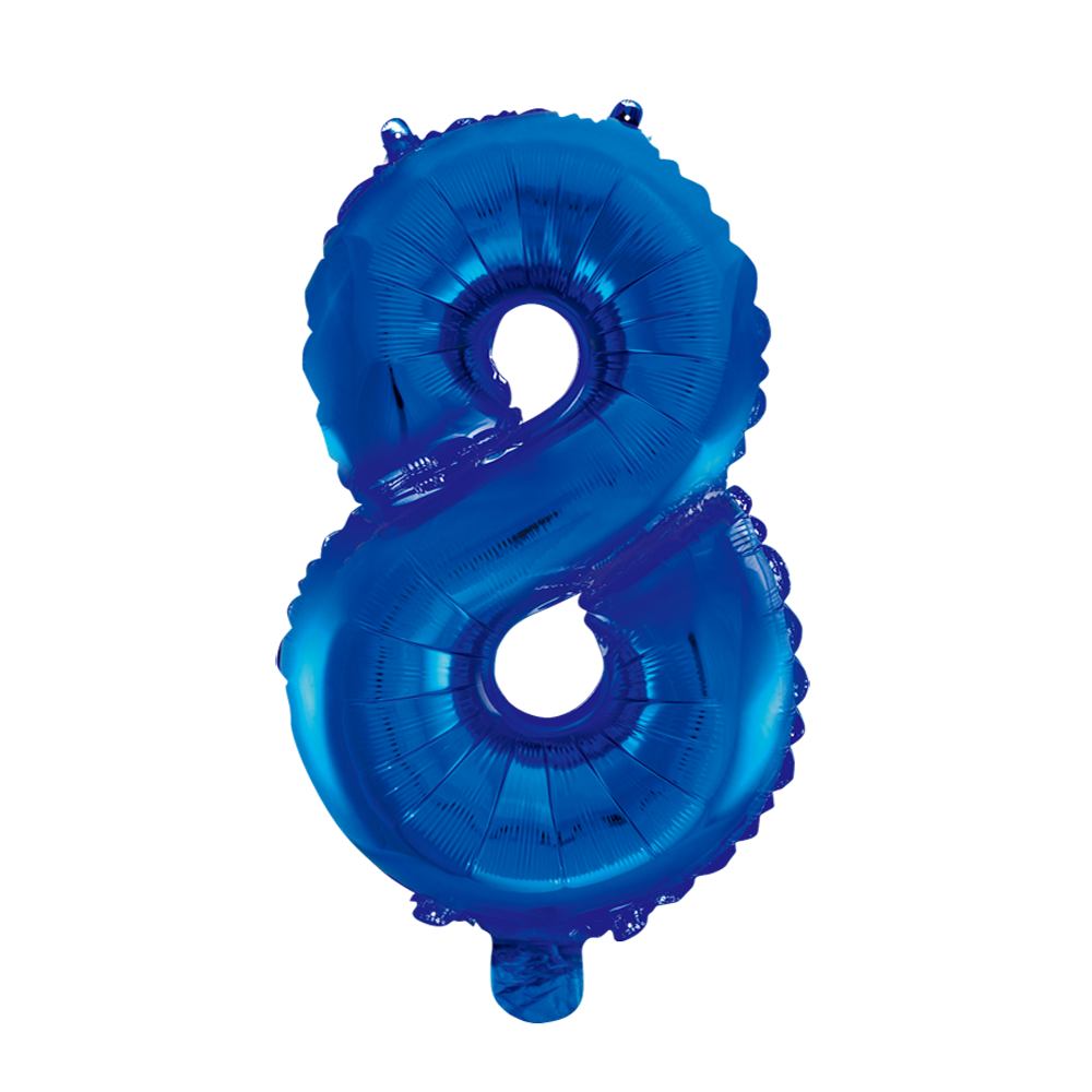 Folieballon 8 tal satin blå 41 cm