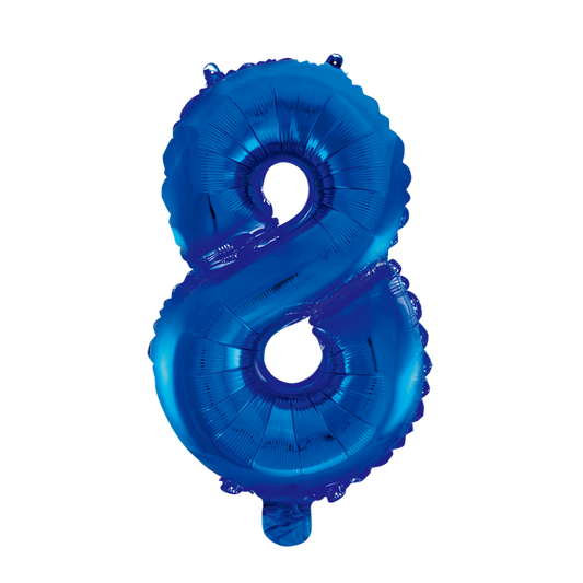 Folieballon 8 tal satin blå 41 cm