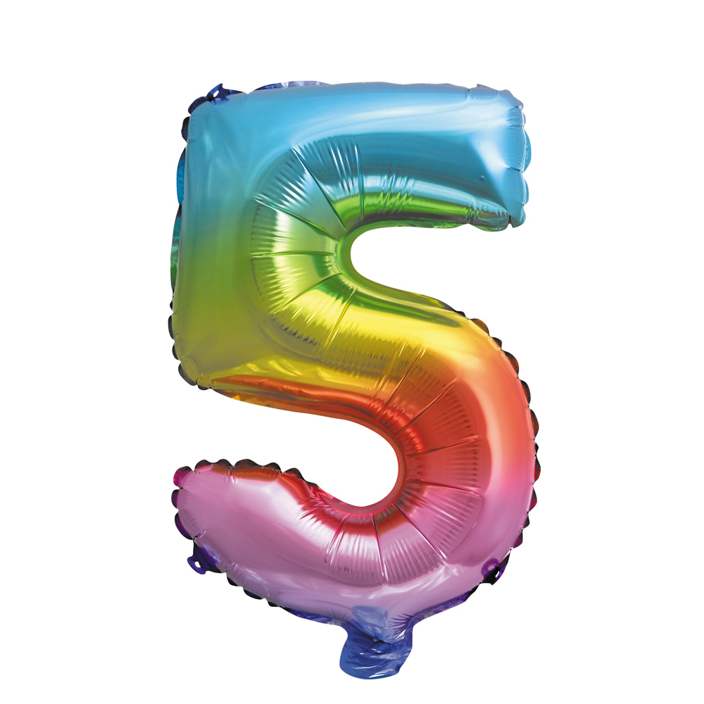 Folieballon 5 tal regnbue 41 cm
