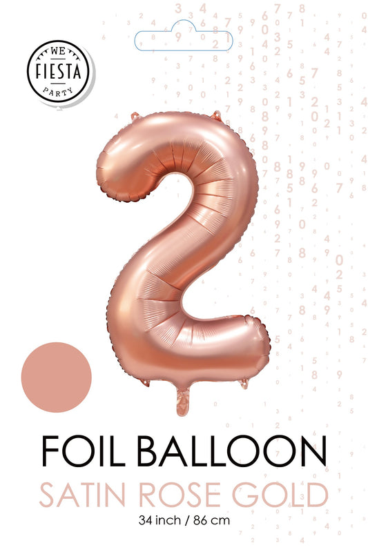 Folieballon 2 tal rosa guld 86 cm