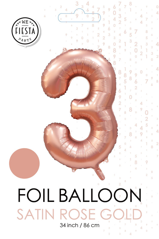 Folieballon 3 tal rosa guld 86 cm